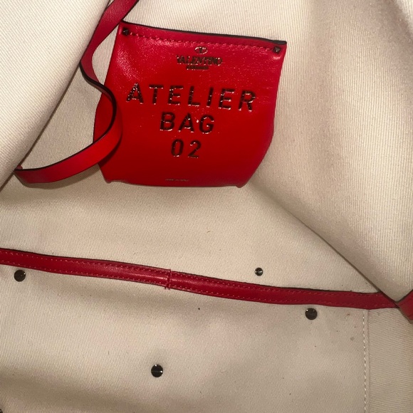 Valentino Garavani Cream and Red Tote Bag - Picture 3 of 6